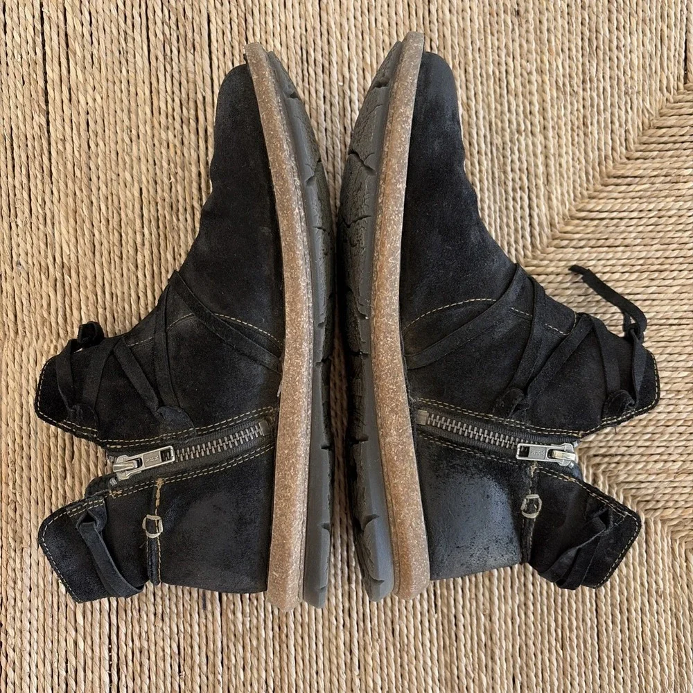 Born Boots Tarkiln black distressed ankle bootie zip‎ Womens Sz 8.5/40 Grunge